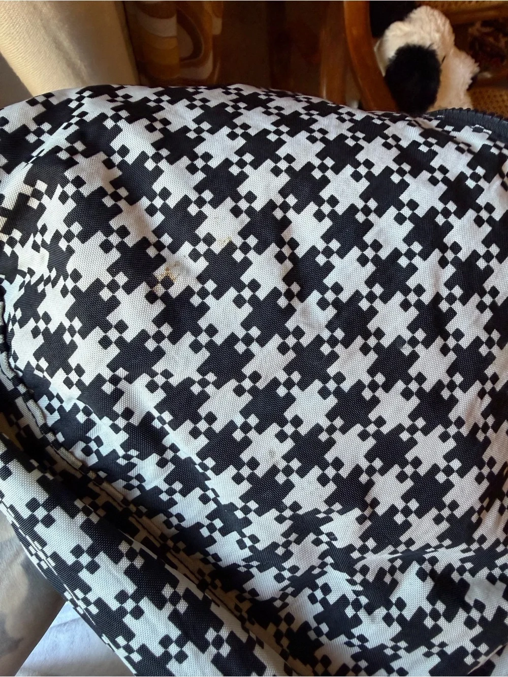 BAGGU gingham Black & and White crescent Shoulder Bag - Picture 2 of 4